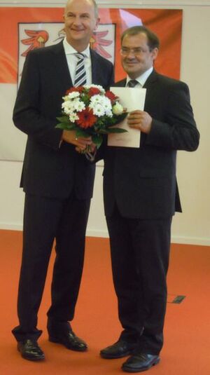 Ministerpräsident Dietmar Woidke mit Jörg Vogelsänger